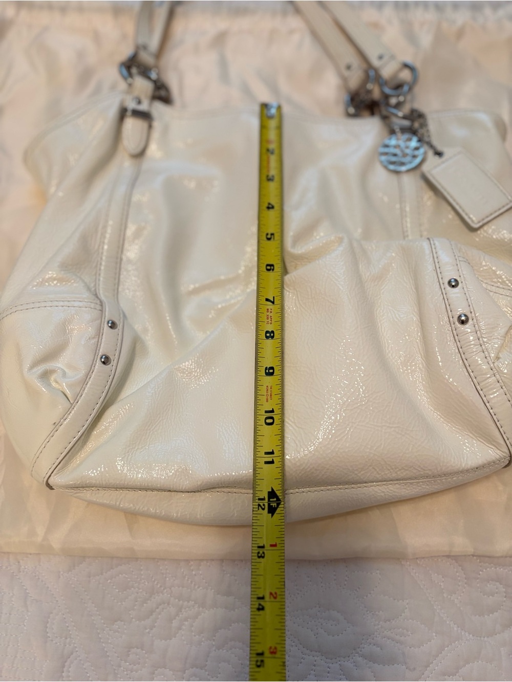 Coach White Patent Leather Shoulder Tote - Picture 6 of 9